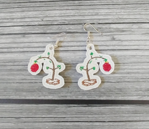 Charlie Brown Christmas Tree Embroidered Earrings