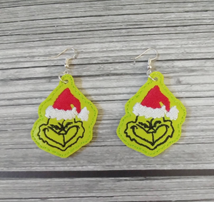 Mean Green One Vinyl Embroidered Earrings