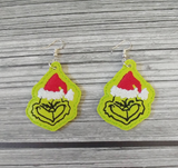 Mean Green One Vinyl Embroidered Earrings