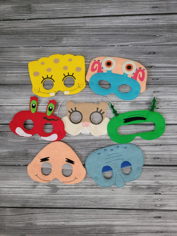 Sponge Boy - Starfish - Squid - Crab - Snail - Underwater Squirrel - Plankton - Cosplay -  Pretend Play - Play Masks