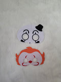 Embroidered Felt Clown Masks - Dancing Clown - Killer Clown - Cosplay - Pretend Play