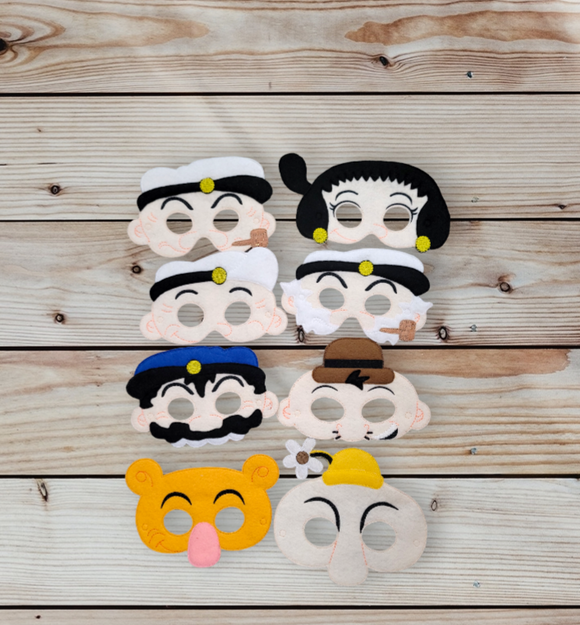 Sailor Man and Family and Friends Felt Pretend Play Masks - Cosplay -  Pretend Play - Dress-Up Play Masks