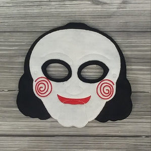 Saw Felt Embroidered Full Face Mask - Jigsaw Mask - Pretend Play Mask - Halloween Costume