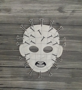Pinhead Felt Embroidered Full Face Mask - Nailhead Mask - Pretend Play Mask - Halloween Costume