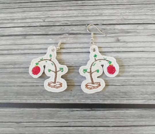 Charlie Brown Christmas Tree Embroidered Earrings