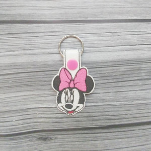 Miss Mouse Embroidered Vinyl Key Chain