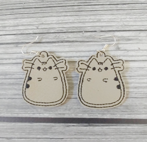Fat Kitty Embroidered Earrings