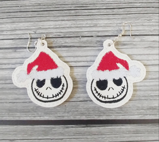 Santa Jack Vinyl Embroidered Earrings