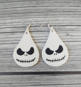 Jack Skellington Vinyl Embroidered Earrings